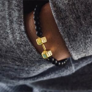 FITLIFE Black & Gold Dumbbell Bracelet